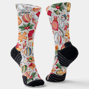 Niedliche rustikale Aquarellbilder Weihnachtsgesch Socken
