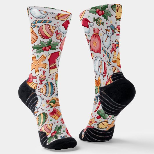 Niedliche rustikale Aquarellbilder Weihnachtsgesch Socken (Gewinkelt)