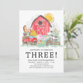 Niedliche Rustikale Barnyard Tiere Kinderfarm Gebu Einladung (Stehend Vorderseite)