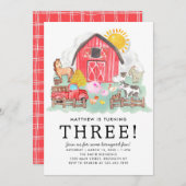 Niedliche Rustikale Barnyard Tiere Kinderfarm Gebu Einladung (Vorne/Hinten)