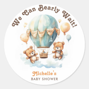 Niedliche rustikale Bearly Wait Twins Baby Dusche Runder Aufkleber