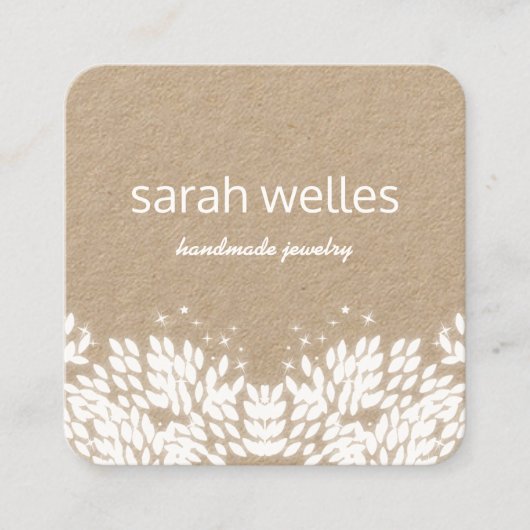 Niedliche rustikale Blätter Kreative Designer Kraf Quadratische Visitenkarte (Vorderseite)