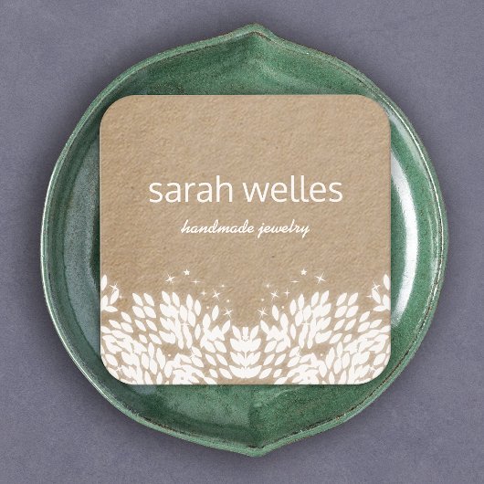 Niedliche rustikale Blätter Kreative Designer Kraf Quadratische Visitenkarte