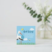 Niedliche rustikale Blue Stork Baby Dusche Begleitkarte (Stehend Vorderseite)