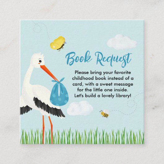 Niedliche rustikale Blue Stork Baby Dusche Begleitkarte (Vorderseite)