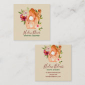 Niedliche rustikale Blumenvogelhaus-Geschäftskarte Quadratische Visitenkarte (Vorne/Hinten)