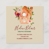 Niedliche rustikale Blumenvogelhaus-Geschäftskarte Quadratische Visitenkarte (Rückseite)