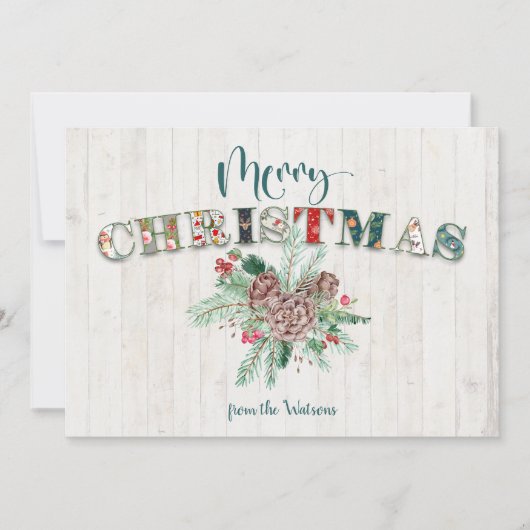 Niedliche rustikale Blütenblüte frohe Weihnachtsty Feiertagskarte (Vorderseite)