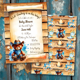 Niedliche rustikale Cowboy Teddy Bear Boy's Babydu Einladung