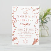 Niedliche rustikale Erntedank Dinner Pumpkin Blätt Einladung (Stehend Vorderseite)