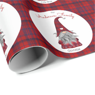 Niedliche rustikale Familienname Weihnachtsgenom Geschenkpapier