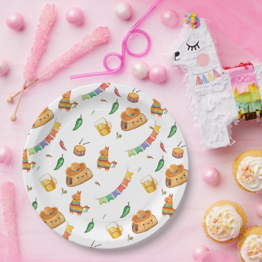 Niedliche Rustikale Fiesta Taco Bout Kinderdusche Pappteller (Party)