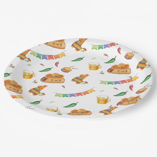 Niedliche Rustikale Fiesta Taco Bout Kinderdusche Pappteller (Schrägansicht)