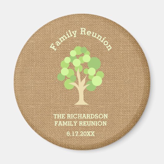 Niedliche Rustikale Green Tree and Burlap Family W Magnet (Vorne)