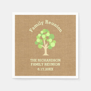 Niedliche Rustikale Green Tree and Burlap Family W Serviette