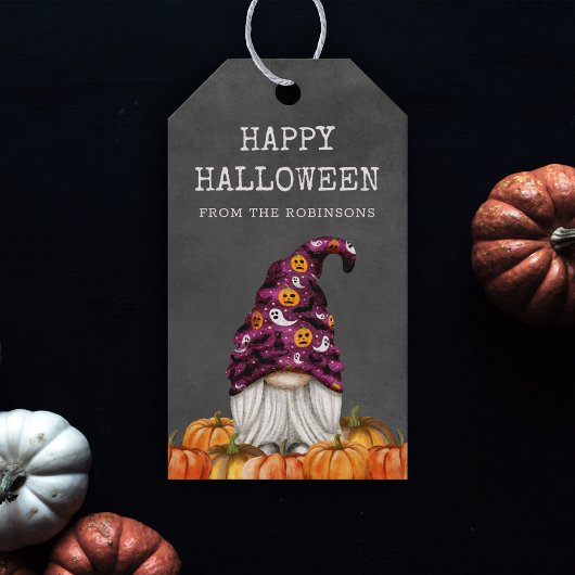 Niedliche Rustikale Halloween-Gnome-Geschenkmarke Geschenkanhänger