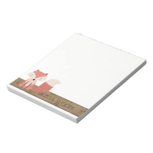 Niedliche rustikale hölzerne Geschöpfe Fox Notizblock