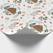 Niedliche Rustikale Hütte Snowman Weihnachtsgesche Geschenkpapier (Ecke)