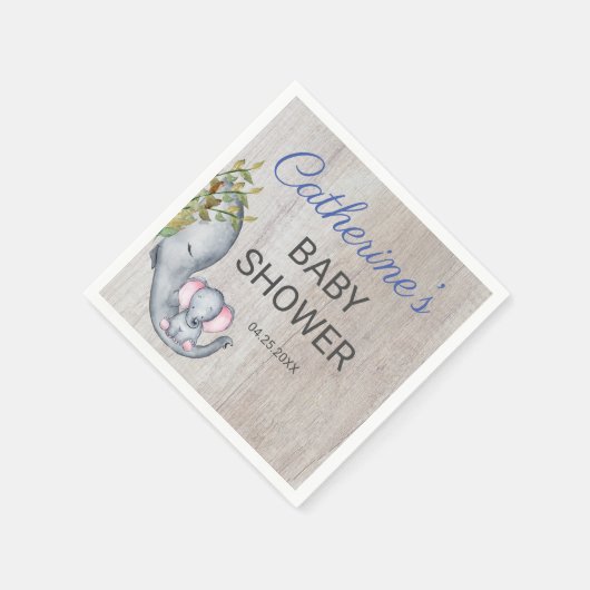 Niedliche Rustikale Juni Elephant Boy Baby Dusche Serviette (Ecke)