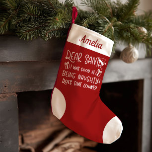 Niedliche rustikale Kalligrafie Lustig Kleiner Weihnachtsstrumpf