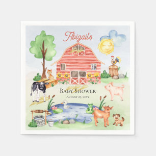Niedliche Rustikale Landtiere Barnyard Babydusche Serviette