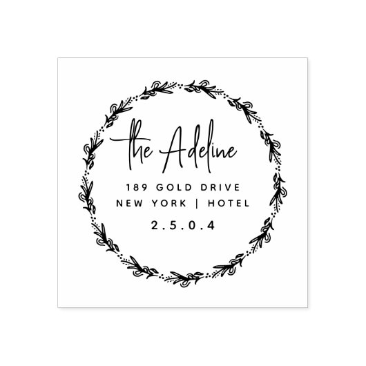 Niedliche rustikale Laurel Foliage Zirkuläre Rücks Gummistempel (Prägung)