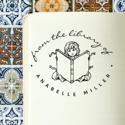 Niedliche rustikale Lesedokumente für Kinderbiblio Gummistempel