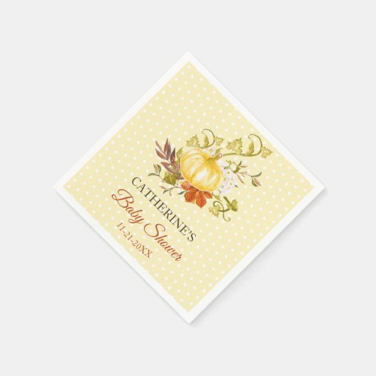 Niedliche rustikale Pumpkin Polka Dot Baby Dusche Serviette (Ecke)