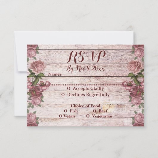 Niedliche rustikale Rose RSVP Karte (Vorderseite)