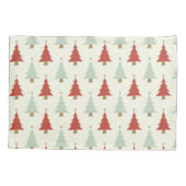 Niedliche Rustikale Rotgrüne Weihnachtsbaume Kinde Kissenbezug (Rückseite-Links)