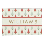 Niedliche Rustikale Rotgrüne Weihnachtsbaume Kinde Kissenbezug (Vorderseite-Rechts)