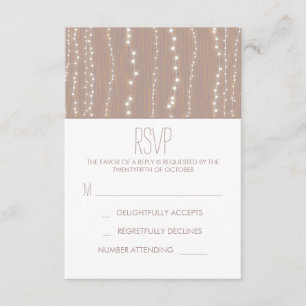 niedliche rustikale Saitenleuchten Hochzeitskarten RSVP Karte