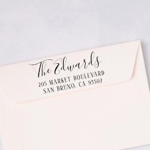 Niedliche rustikale Skriptfamilie Name & Rücksende Permastempel