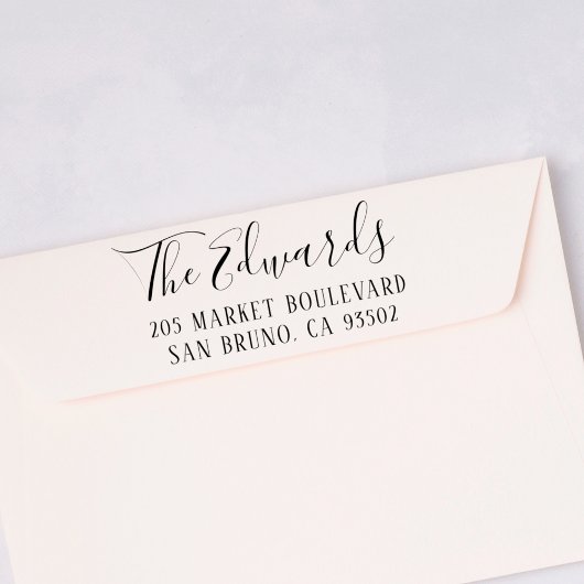 Niedliche rustikale Skriptfamilie Name & Rücksende Permastempel