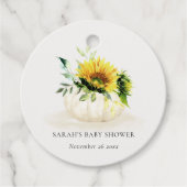 Niedliche rustikale Sonnenblumendusche Geschenkanhänger (Vorderseite)