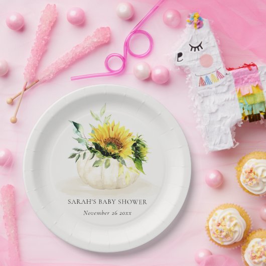 Niedliche rustikale Sonnenblumendusche Pappteller (Party)