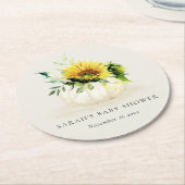Niedliche rustikale Sonnenblumendusche Runder Pappuntersetzer (Angewinkelt)