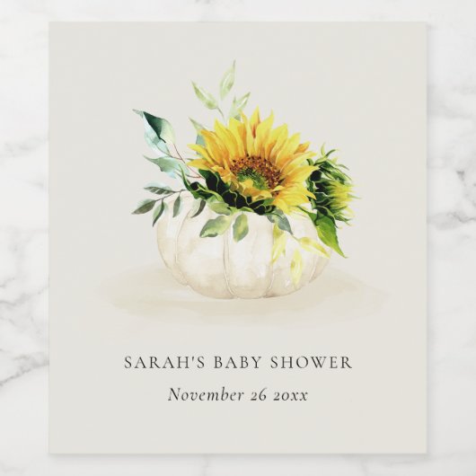 Niedliche rustikale Sonnenblumendusche Weinetikett (Einzelnes Label)