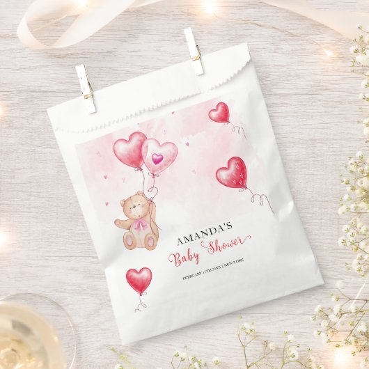 Niedliche Rustikale Teddy Bear Herzchen Balloon Ba Geschenktütchen (Ausgeschnitten)