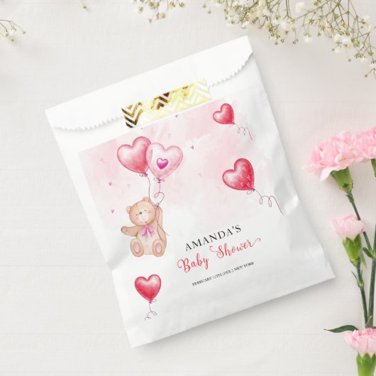 Niedliche Rustikale Teddy Bear Herzchen Balloon Ba Geschenktütchen (Versiegelt)