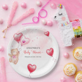 Niedliche Rustikale Teddy Bear Herzchen Balloon Ba Pappteller (Party)