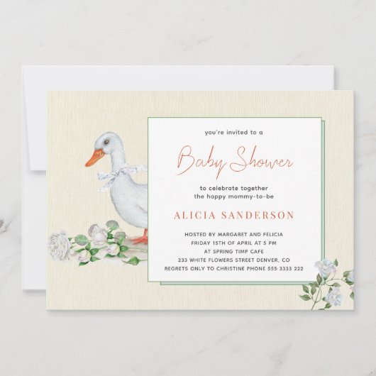 Niedliche rustikale Vintage Bauerndusche Einladung (Vorderseite)