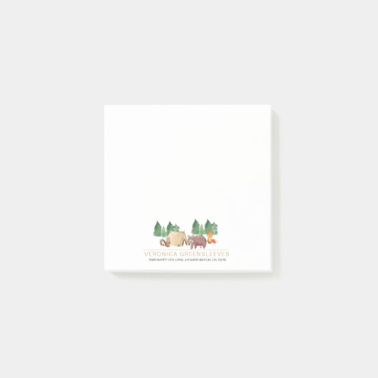 Niedliche Rustikale Wälder Waldland Tiernachweise Post-it Klebezettel (Vorderseite)