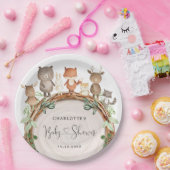 Niedliche rustikale Waldtiere Waldsäulendusche Pappteller (Party)