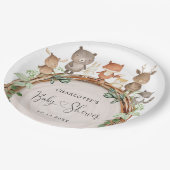 Niedliche rustikale Waldtiere Waldsäulendusche Pappteller (Schrägansicht)