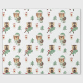 Niedliche Rustikale Waldtiere Weihnachtsfeiertag Geschenkpapier (Flach)