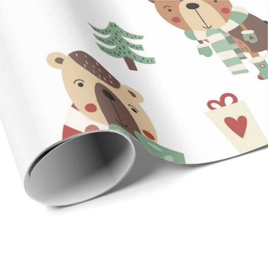 Niedliche Rustikale Waldtiere Weihnachtsfeiertag Geschenkpapier (Rolleneckpunkt)