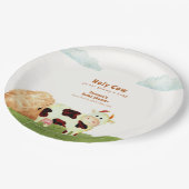 Niedliche rustikale Wasserfarbe Kinderdusche Pappteller (Schrägansicht)