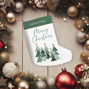 Niedliche rustikale Weihnachtsbaumtypografie Kleiner Weihnachtsstrumpf