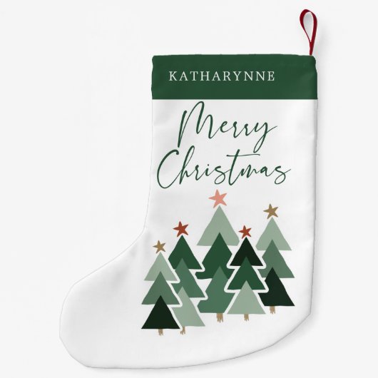 Niedliche rustikale Weihnachtsbaumtypografie Kleiner Weihnachtsstrumpf (Rückseite)